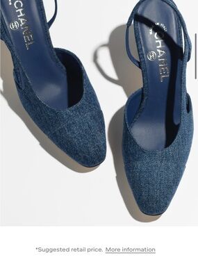 Chanel Women's Blue Denim Slingback Pumps